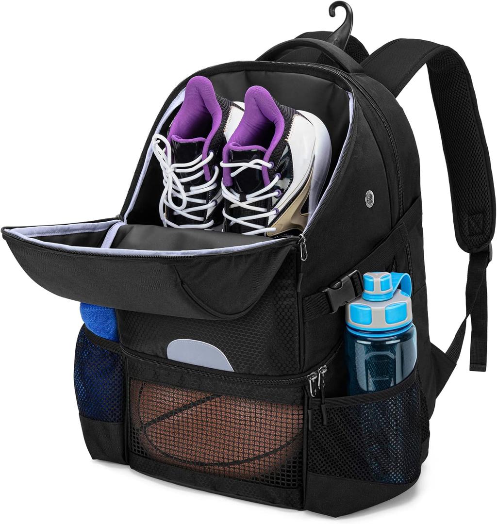 DSLEAF Basketball Backpack for Men, Soccer Bag with Ball Compartment & Shoe Compartment for Basketball, Soccer, Volleyball Training