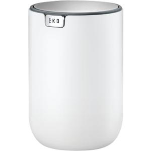 EKO Mini Desk Trash Can with Swing-Top Lid 0.4 Gallon Small Table Round Wastebasket for Office, Home, Car (White) (1.5 Liters)