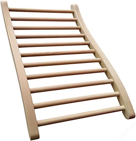 LTCCDSS Sauna Backrest Canadian Hemlock Wooden | S-Shape Design - Slip-Resistant - Non-Toxic - Comfortable - Sauna Accessories Kit Apply to Barrel or Infrared Sauna (20.5 in * 13 in)