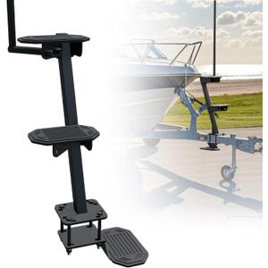 Heavy Duty Boat Trailer Steps, 500lbs Load Capacity Non-Slip Boat Ladder with Long Handrail, Universal Fit with 3 Mounting Angle Options, Anti-Rust and Anti-Corrosion for Deep V Bass Boats(3 Step)