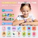 ZUODUN Kids Watches for Girls Toys Age 4-12, Smart Watch for Kids with Camera, 26 Puzzle Games, Alarm Clock, Pedometer, Audiobook, Learn Card, Toddler Watch Birthday Gift for 8 9 10 Year Old Girl