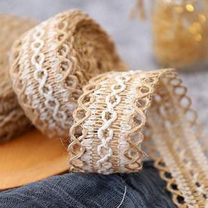 ToBeIT Christmas Burlap Lace Trim Natural Burlap Lace Ribbons for Crafts, Burlaps Laces Ribbon for Wedding Decoration and DIY Craft Home Party Decoration (15meter)
