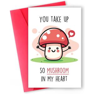 3 x Funny Mushroom Valentines Day Card, Romantic Pun Gift for Him, Her, Boyfriend, Girlfriend, Husband, Wife, Cute Love Greeting Card for Couples, Perfect for Anniversary or Birthday (WY-168)