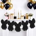 Large Black Bow Garland Banners for Coquette Birthday Party Decorations-Bow Themed Birthday Decor for Baby Shower Bridal Shower Bachelorette Party Wedding Favors Supplies (Black)