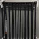 Mumeasy 80" Extra Wide Baby Gate for Doorways, Stairs & Fireplace, Auto Close Dog & Pet Gate with Walk Thru Door, 3 Metal Panels, Hardware Mounted Child Safety Fence for House, Indoor/Outdoor, Black