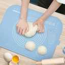 Parmedu Thickened Silicone Pastry Mat: 20"*16" Non-stick Kneading Mat in Compact Size with Storage Belt & Dough Cutter - Heatresistant Silicone Countertop Mat Dough Rolling Mat for Making Pastry Pasta