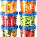 6 Pack-24 oz Freezer Storage Containers, Plastic Food Storage Containers with Twist Top Lids, BPA Free and Reusable Soup Containers with Lids, Leakproof/Microwave/Dishwasher Safe