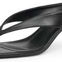 Kitten Heels for Women Flip Flop Thong Heel Square Open Toe Low Heel Slip On Slides for Daily Party Summer Dressy Sandals (7.5, Black)