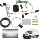 4-Pin Trailer Hitch Wiring Harness Kit Vehicle-Side Custom Compatible with 2015-2024 Ford Transit-150 250 350 HD Cargo Van Standard 4 Way Flat Trailer Connector Plug Replaces 56327