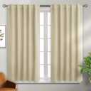 BGment Rod Pocket and Back Tab Blackout Curtains for Bedroom - Thermal Insulated Room Darkening Curtains for Living Room, 2 Window Curtain Panels (42 x 54 Inch, Beige)