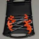 12 Pack Screw in Tent Stakes Heavy Duty,8  Ground Anchors Screw in,Metal Stakes with Hex Head Driver and Sturdy Storage Box. (12, Orange)
