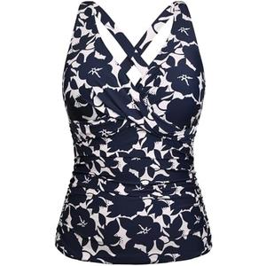 Firpearl Women Underwire Tankini Top Only Twist V Neck Swimsuits for Big Busted Ruched Tummy Control Bathing Suits Top, Size 12