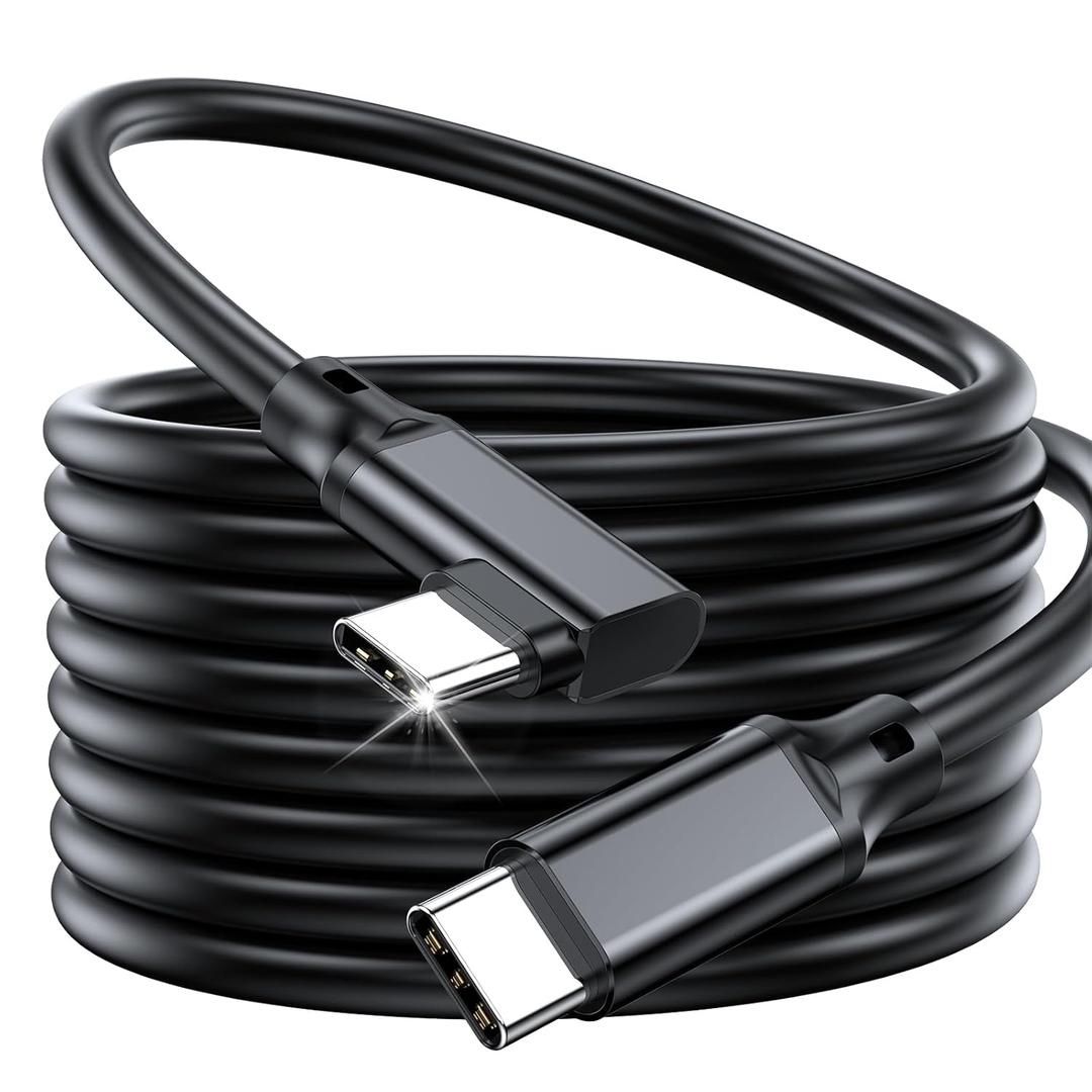 USB C to USB C Cable 6.6FT,TYPEC 3.1 GEN2,Right Angle USB-C 3.2 Gen 2 20Gbps Cable 4K@60Hz UHD Video Monitor Cable 100W PD Fast Charging Cable.for Oculus Quest,MacBook Pro,AR,Switch,Phone 15,Laptops