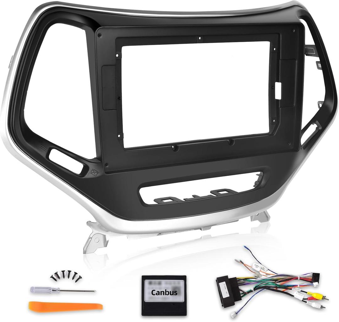 for Jeep Cherokee 2013-2018, in Dash Installation Install Frame Mount Trim Kit Can Match 10.1 inch Touch Screen Car Radio Stereo