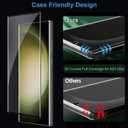 3 Pack Galaxy S23 Ultra Screen Protector, HD Clear Tempered Glass, Fingerprint Unlock, 3D Curved, Scratch Resistant, No Bubble for Samsung Galaxy S23 Ultra 5G Glass Screen Protector