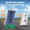 12" Solar Exhaust Fan for Greenhouse with Battery and Adjustable Thermostat, Attic Fans for Garage and Shed with 2PCS 30W Bifacial Solar Panels