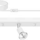 Plug in Track Lighting, 16" LED Track Light Fixtures Ceiling, White 3 Way GU10 Wall Spotlight, Rotatable Track Head, Plug in Ceiling Light Kitchen Hallway Living Room,15 Foot Power Cord (NO Bulb)