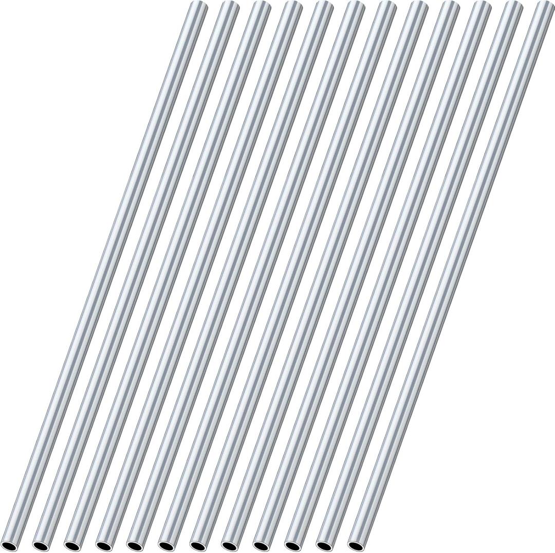 Blulu 12 Pcs Round Aluminum Tube 36 Inches Long Seamless Aluminum Tubing Metal Straight Pipe Industrial Metal Tubing for Home DIY Craft Model (0.35 Inch Od)