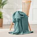 100% Cotton Muslin Blanket 50" x 60", Breathable and Lightweight Cotton Throw Blankets for Couch, Soft Cooling Summer Gauze Blanket for Adults All Season, Teal Blue