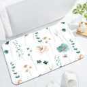 Gibelle Floral Bath Mat Rug Set 2 Piece, Cute Flower Super Absorbent Quick Dry Bathroom Rug Set, Non Slip Rubber Backed Bathroom Floor Mat for Tub Shower Sink (17"x24"+17"x24", Teal)