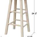 IC International Concepts, Round Top Stool-24" Seat Ht, 12.5"W x 12.5"D x 24"H, Solid Parawood, 24"H, 225 lb Wt. Capacity, Kitchen/Dining, Fully Assembled, DIY, Paint/ Stain In Any Color, Unfinished