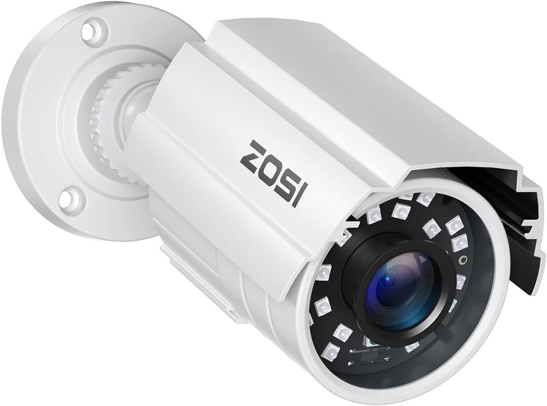 ZOSI 1080P HD 1920TVL Hybrid 4-in-1 TVI CVI AHD 960H CVBS CCTV Security Camera,80ft Night Vision,2MP Weatherproof Aluminum Metal Bullet Camera for 960H,720P,1080P,5MP,4K Analog Surveillance DVR-White