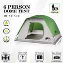 Happy Travel Camping Tent, 6 Person Dome Tents for Camping with Rainfly, Waterproof Clip Easy Setup Portable Family Tent with Mesh Windows, 20% More Headroom Backpacking Tents for Camping & Hiking, Green, 6 Person