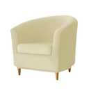 Deisy Dee 2 Piece Velvet Club Chair Slipcover Stretch Barrel Chair Covers Accent Chair Cover Removable Couch Furniture Protector Arm Chair Cover for Living Room (Beige)