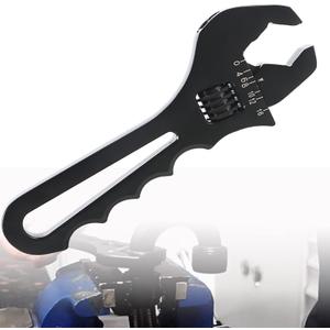 AN3-16AN Wrench Adjustable Aluminum Fitting Wrench Tool Set for An Hose Fitting Adapter End Black