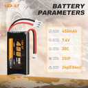 SCX24 Battery 7.4V 450mAh Lipo Battery 2S 30C Rechargeable Lipos with PH2.0 Plug Fit for Most 1/10, 1/16, 1/18, 1/24 Scale RC Cars Trucks