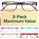 Gaoye Reading Glasses Blue Light Blocking, Spring Hinge Readers for Women Anti Glare Filter Lightweight Eyeglasses (5-Pack Mix Color 2, 1.25)