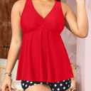 Aqua Eve Plus Size Swimsuits with Shorts Two Piece Tankini for Women Flowy Bathing Suits Athletic Swimwear (Red, XXL)