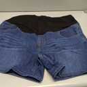 OVRUNS Women Maternity Jean Shorts Over The Belly Stretchy Comfy Rolled Cuff Pregnancy Denim Shorts with Pockets,sizeXXL