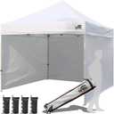 Eurmax USA 10'x10' Pop-up Canopy Tent Commercial Instant Canopies with 4 Removable Zipper End Side Walls and Roller Bag, Bonus 4 SandBags(White)