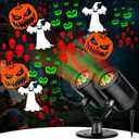 Nielfoi Upgraded Halloween Projector Lights Outdoor, Double Head Dynamic Projector Lights Indoor, 360 Rotating Waterproof Pumpkin Ghost Skeleton Bats Projection Light for Yard Window Party Decor