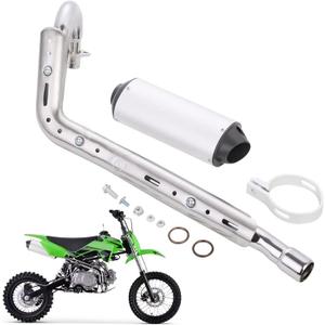 28mm High Performance Exhaust Muffler Silencer Pipe Assembly kit 90cc 110cc 125cc Dirt Pit Bike CRF50 SSR Baja Coolster Piranha Pister Pro Taotao 125cc TTR Taotao DB10 DB14 BMS pro 70 (Silver)