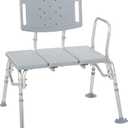 Drive Medical 12025KD-1 Folding Universal Sliding Transfer Bench, Gray