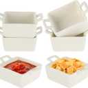 6 Pcs Ceramic Dipping Bowls,3 oz Small Baking Dish,Pinch Bowl with Double Handles, Oven and Microwave Safe Mini Bowls for Side Dish, Ketchup, Snacks, Condiments