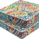 Set of 2 Outdoor Chair Cushions 20 x 20 x 4, Water Repellent Patio Seat Cushion with Removable Cover, All Weather Thick Chair Cushion for WickerSofaPatio Furniture, Paisley Multi