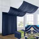 4 Panels 5x20ft Navy Blue Ceiling Drapes for Wedding Parties, Wrinkle Free Thick Polyester 20ft Extra Long Wedding Draping Blue Ceiling Curtains Arch Drapery for Birthday Party Canopy Tent Decor