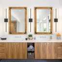 Bathroom Mirror for Wall with Wooden Frame, 36"x24" Solid Wood Vanity Mirror for Farmhouse, Bathroom, Bedroom Decor, Vertical or Horizontal Hanging
