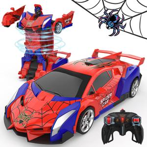 BLUEJAY Transform Rc Cars for Boys 4-7 8-12, 2.4Ghz Remote Control Car 1:18 Scale Transforming Robot, One-Button Deformation 360 Rotation Car Toy Gifts for Boys 3-5 (Red)
