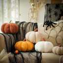 YRXRUS Pumpkin Pillows, Halloween Pumpkin Throw Pillows, Off White Shaped Pillow for Fall Room Decor Gifts, Teddy Fleece Cute 6x12 Inches Halloween Pillow, Accent Fall Pillows (Large (Pack of 1))