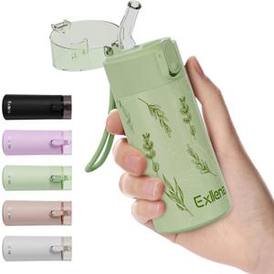 5oz Small Water Bottles with Straw, Mini Water Bottle with One-Hand Open Design, Leak-Proof Locking Lid for Hot&Cold Drinks, Small Travel Water Bottle - 100% Leakproof for School, Travel...(Floral)