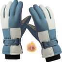 SPOTFISH Snow Gloves Women Ski Waterproof Touchscreen Winter Warm Snowboarding (Blue and White, One Size)