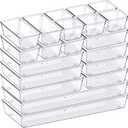 Criusia Drawer Organizer, 5-Size Versatile Bathroom and Vanity Organizer Trays, 20 Pack Clear Plastic Kitchen Drawer Organizers Set, Storage Bins for Makeup, Bathroom, Jewelries and Office