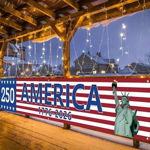 250 Anniversary Flag - 3 Layers Patriotic Flags - 4th of July Decorations Independence Day 250th Anniversary Flag for Indoor Outdoor (I)