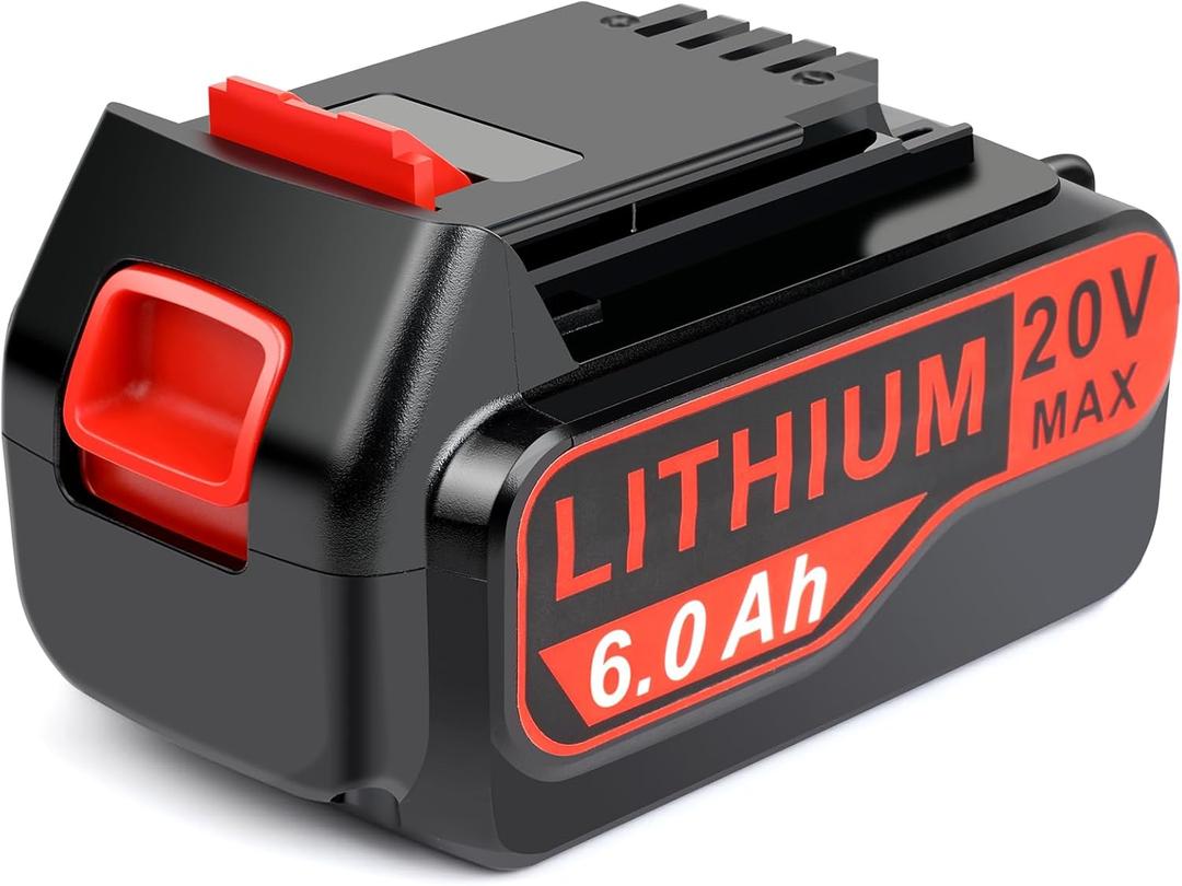 Djsanu 20V Max 6000mAh High-Capacity Battery Compatible for Black and Decker 20V Lithium Battery, Compatible with Black & Decker 20 Volt LBXR20 LBXR2020 & Power Tools Weed Eater, Drill, Leaf Blower