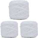 INNDUN Blanket Yarn 3 Pack of 100g/3.5oz - White Chenille Yarn 6 Super Bulky - Knitting, Crocheting & Crafts Chunky Yarn