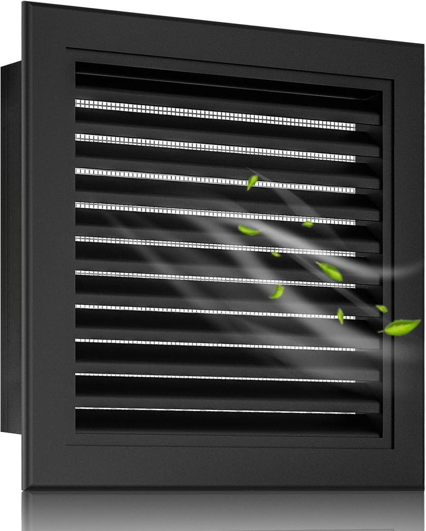 8"x8" Premium Aluminum Attic Vent - Featuring Screen Design, Perfect for Gable Vents and Sheds - Vent Opening 6"x6" - Durable Construction for Optimal Roof Ventilation (Black)